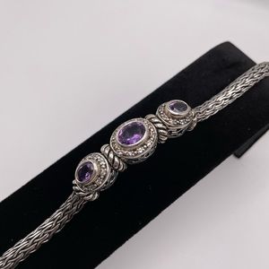 Amethyst bracelet with topaz in sterling silver